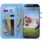Wholesale Samsung Galaxy S4 Diamond Leather Wallet Case with Stand (Blue)